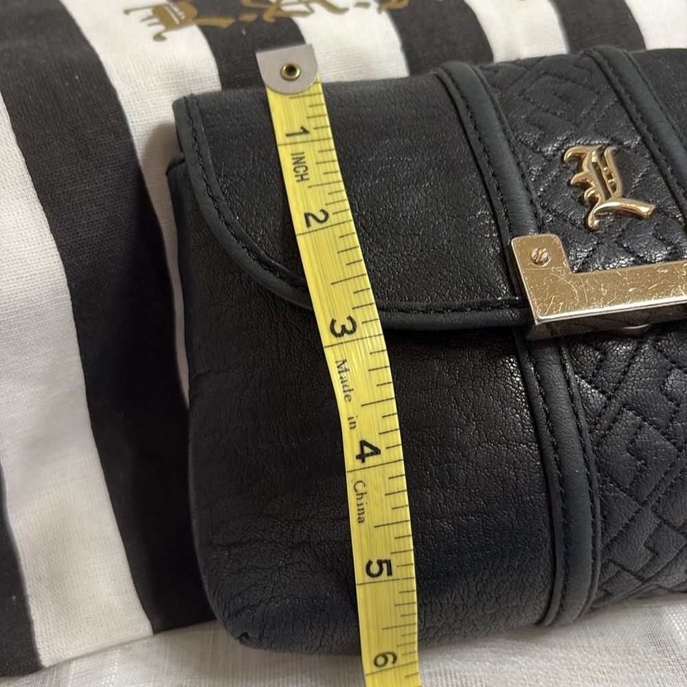 L.A.M.B. Gwen Stefani Black Leather Vintage Clutch - Picture 8 of 10